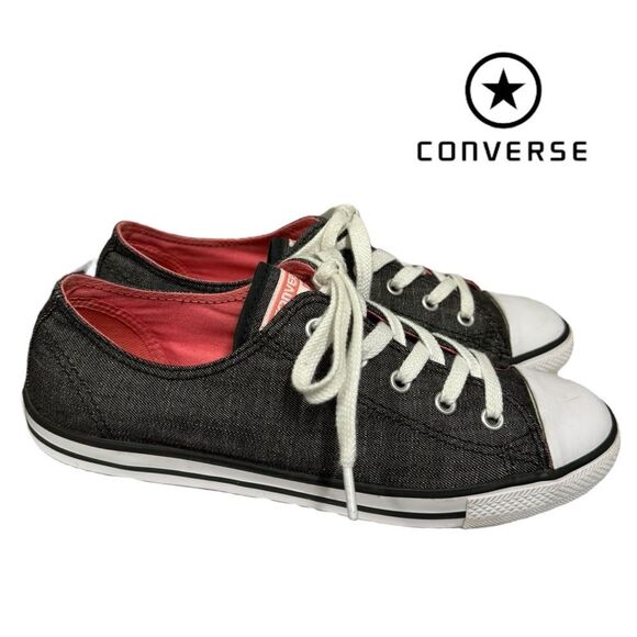 Converse All Star Women's Heathered Black Grey Canvas Lace Sneakers 7 - Picture 1 of 6